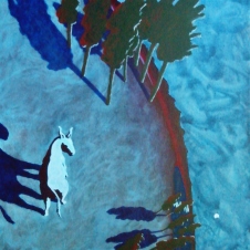 Tony White - "Scambiantesi riflessioni", 50 x 50 cm., acrilico su tela, 2014.